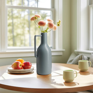 Vase Slate Blue Mod Handle 11.75h" Ceramic