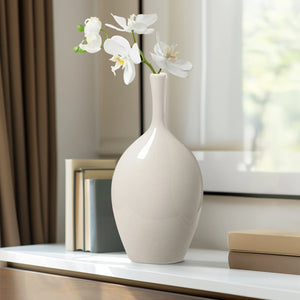 Vase Lilo Wh Crackle 12.25"