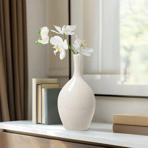 Vase Lilo Wh Crackle Ceramic 8.75"