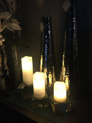 Flicker LED Flameless Pillar Candles-Not Just For The Garden | Metal Art | Décor for Homes, Walls and Gardens | Furniture | Custom Garden Planters and Flower Arrangements | Gifts | Best in KW