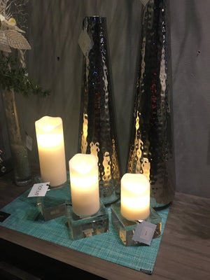 Flicker LED Flameless Pillar Candles-Not Just For The Garden | Metal Art | Décor for Homes, Walls and Gardens | Furniture | Custom Garden Planters and Flower Arrangements | Gifts | Best in KW