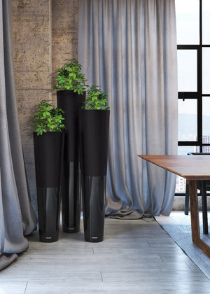 Planter Fiberglass Flute Black-Not Just For The Garden | Metal Art | Décor for Homes, Walls and Gardens | Furniture | Custom Garden Planters and Flower Arrangements | Gifts | Best in KW