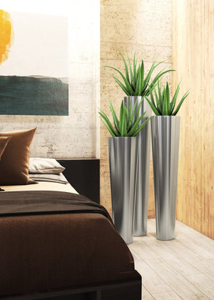 Planter Stainless Steel Flute-Not Just For The Garden | Metal Art | Décor for Homes, Walls and Gardens | Furniture | Custom Garden Planters and Flower Arrangements | Gifts | Best in KW