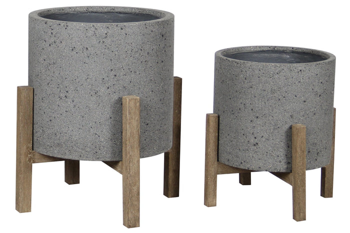 Planter Ficonstone Round w/stand