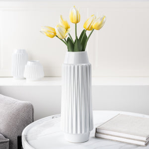 Vase Ella Faceted Ceramic Asst'd Sizes White-Not Just For The Garden | Metal Art | Décor for Homes, Walls and Gardens | Furniture | Custom Garden Planters and Flower Arrangements | Gifts | Best in KW