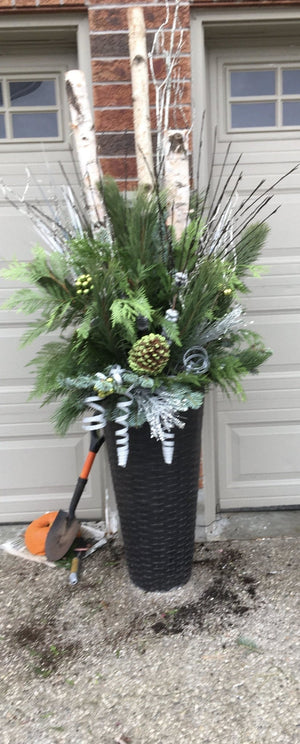 Winter Planter Birch/Silver/Chartreuse-Not Just For The Garden | Metal Art | Décor for Homes, Walls and Gardens | Furniture | Custom Garden Planters and Flower Arrangements | Gifts | Best in KW