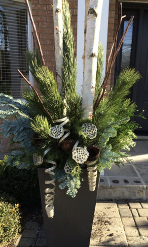 WinterPlanter Birch/Platinum-Not Just For The Garden | Metal Art | Décor for Homes, Walls and Gardens | Furniture | Custom Garden Planters and Flower Arrangements | Gifts | Best in KW