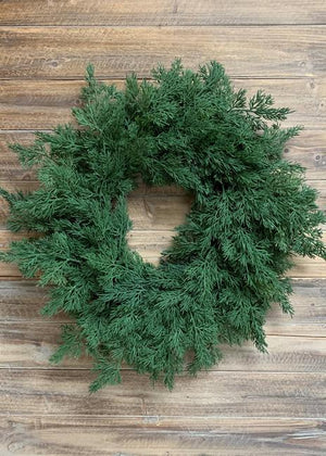 Wreath Faux Cedar 24in-Not Just For The Garden | Metal Art | Décor for Homes, Walls and Gardens | Furniture | Custom Garden Planters and Flower Arrangements | Gifts | Best in KW