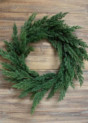 Wreath Faux Cypress 26in-Not Just For The Garden | Metal Art | Décor for Homes, Walls and Gardens | Furniture | Custom Garden Planters and Flower Arrangements | Gifts | Best in KW