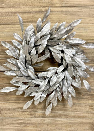 Wreath Magnolia Silver 20in-Not Just For The Garden | Metal Art | Décor for Homes, Walls and Gardens | Furniture | Custom Garden Planters and Flower Arrangements | Gifts | Best in KW