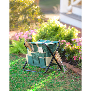 Garden Seat with Removable Tool Bag-Not Just For The Garden | Metal Art | Décor for Homes, Walls and Gardens | Furniture | Custom Garden Planters and Flower Arrangements | Gifts | Best in KW