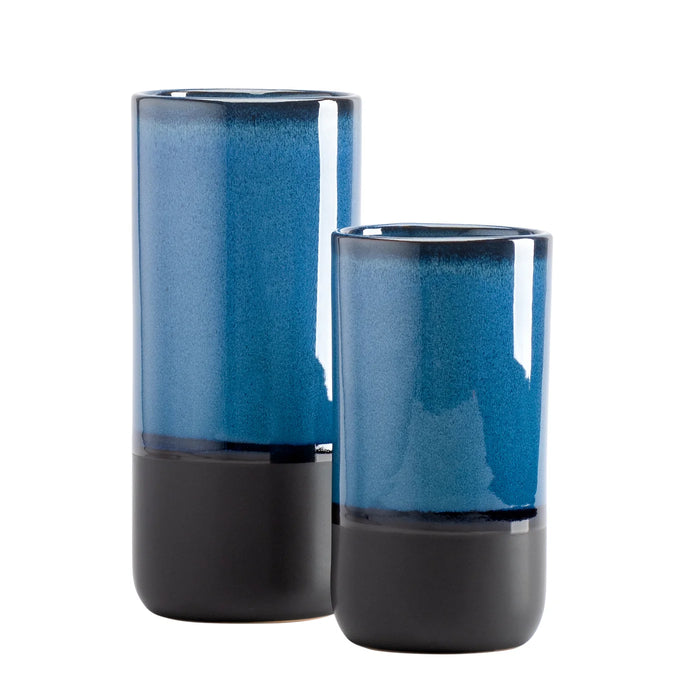 Vase Ceramic Two Tone Blue/Black